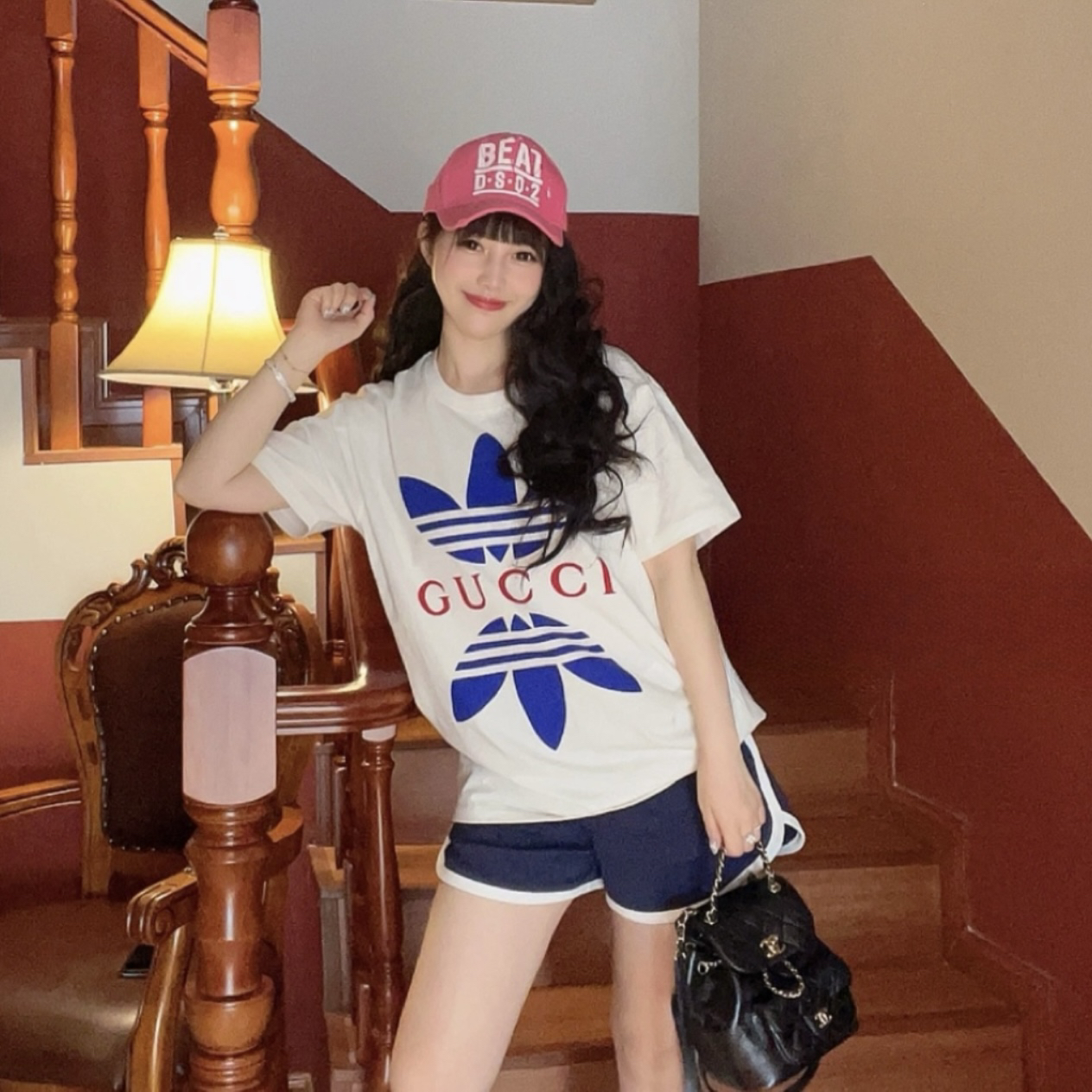 99新 GUCCI/古驰 ag164/联名款印花宽松短袖t桖 棉 xs码