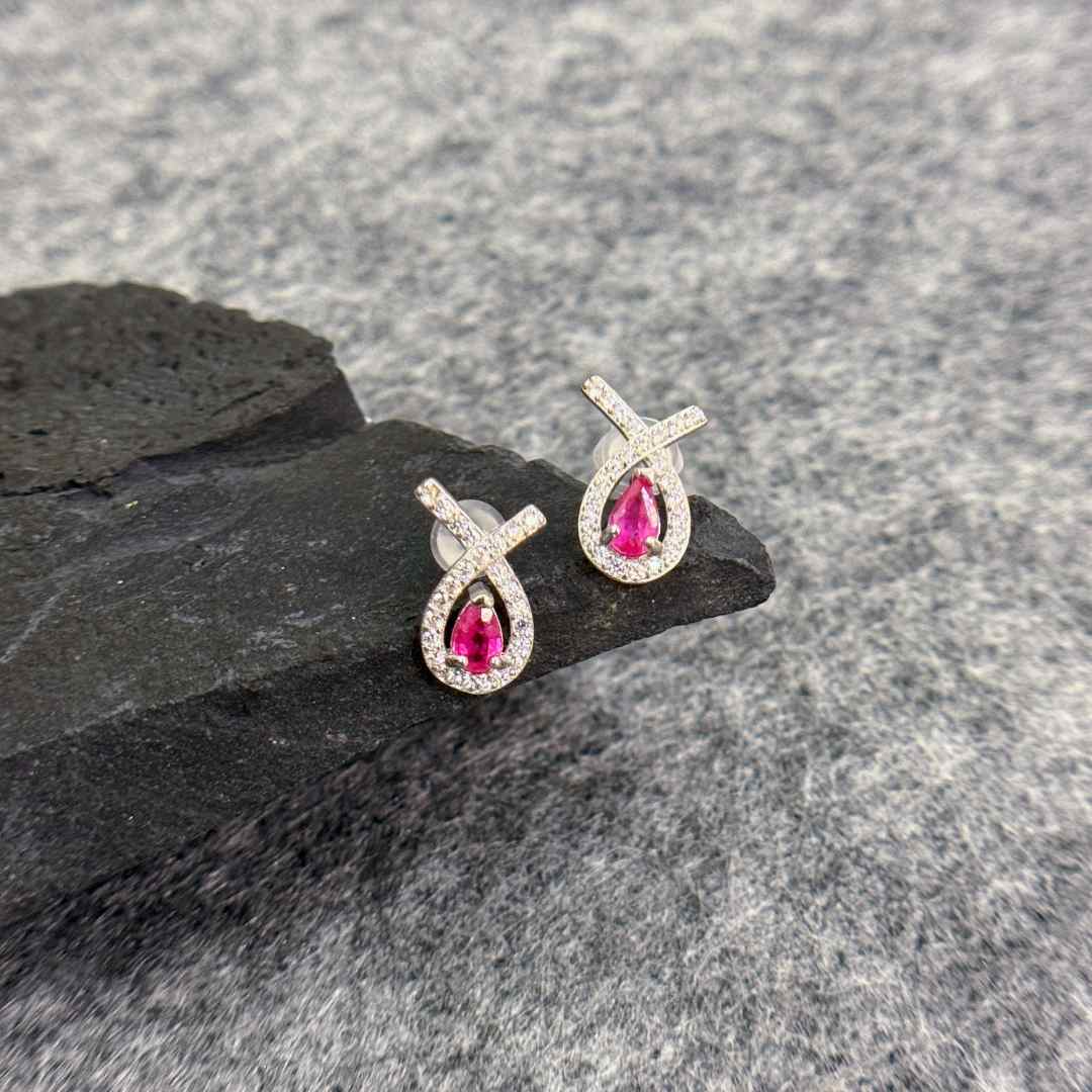 ZBHBE492-天然红宝石耳钉（主石约50分-共2枚）