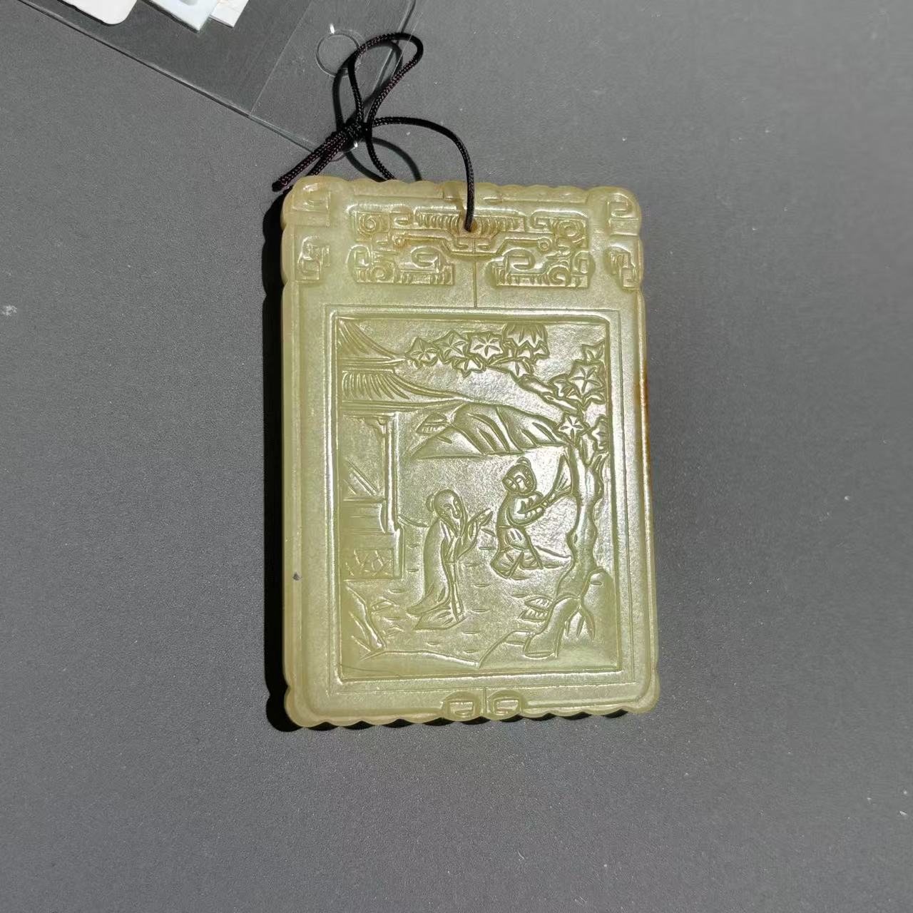 清代和田玉黄玉仙人指路牌