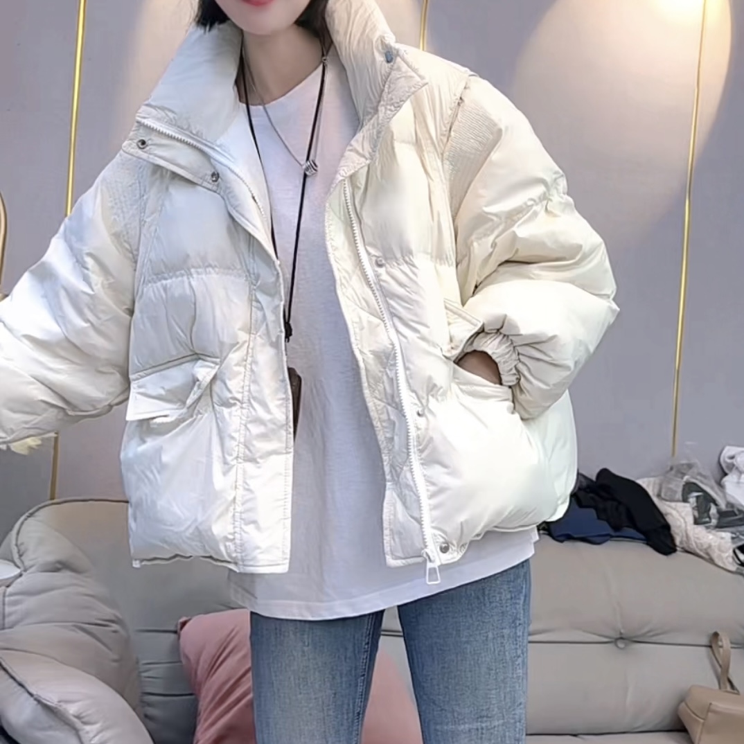 时尚潮流休闲百搭立领大口袋羽绒服6608