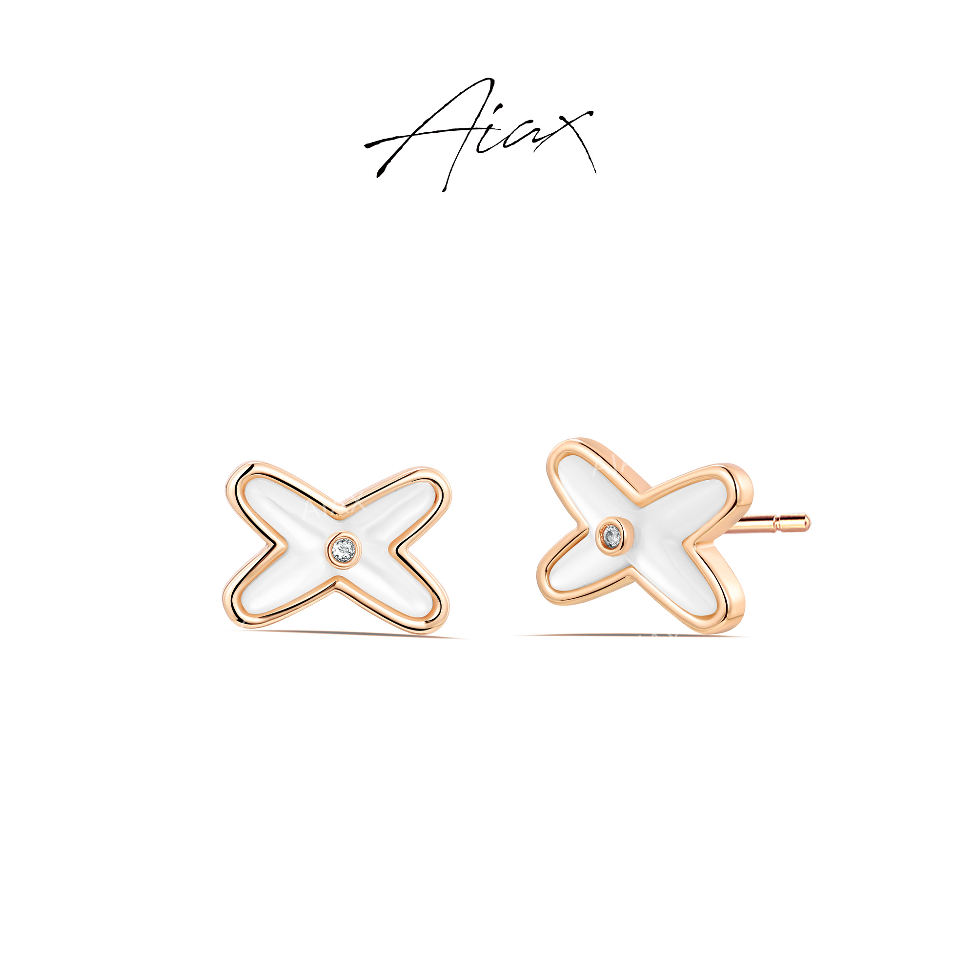 TWINS LULU 镀k金 轻奢气质简约百搭经典简约交叉耳环TSL1245