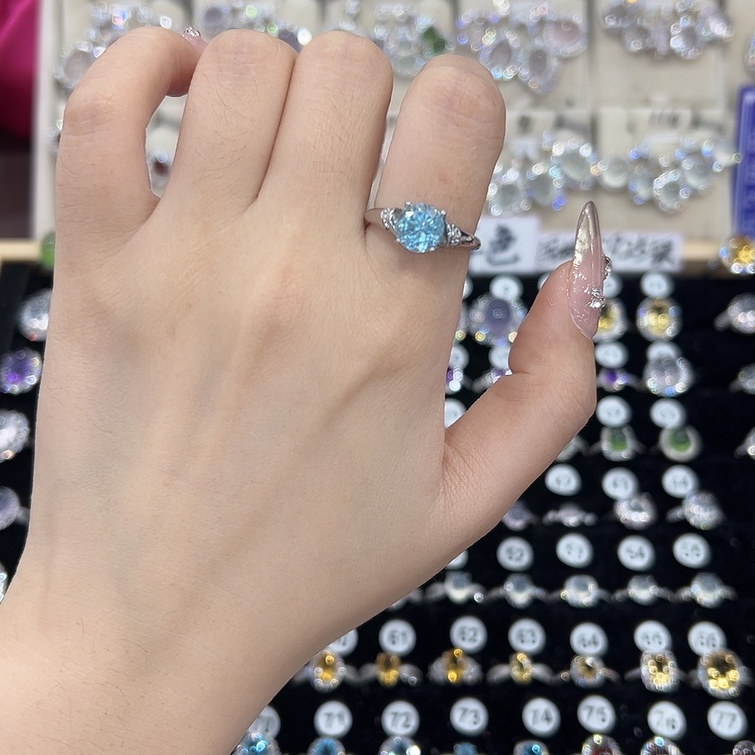 戒指托帕石银S925镶嵌