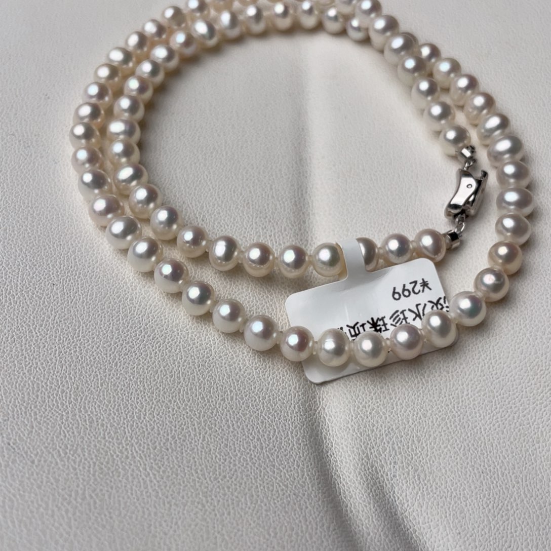 淡水珍珠银S925镶嵌颈饰5-6mm