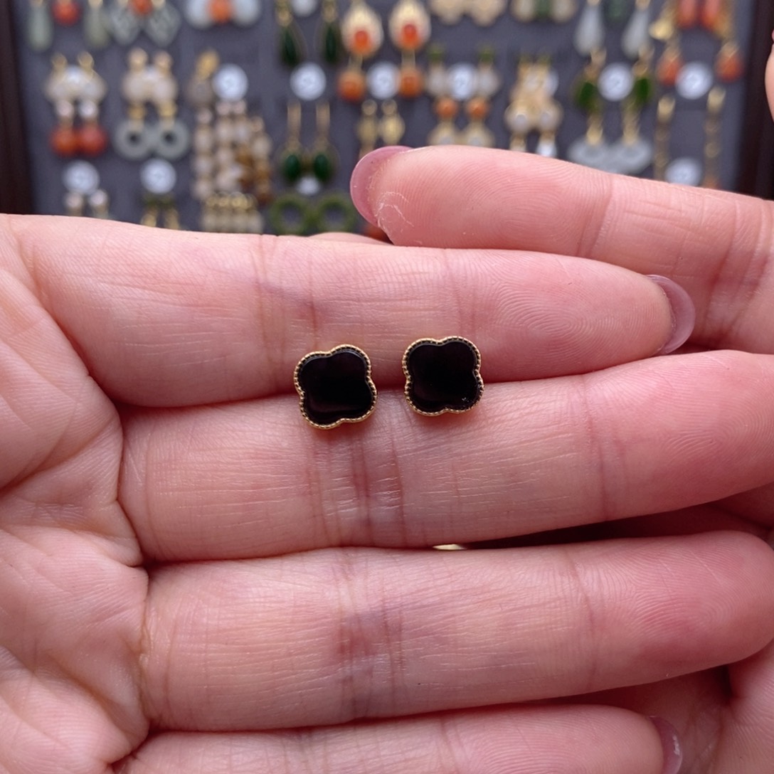 银S925镶嵌和田玉耳饰邻**丽