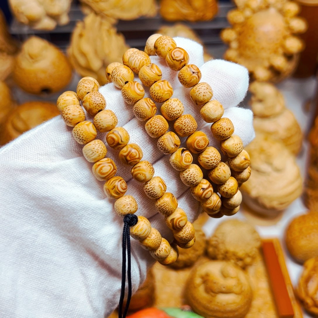 竹根雕竹雕佛珠手串。108。 