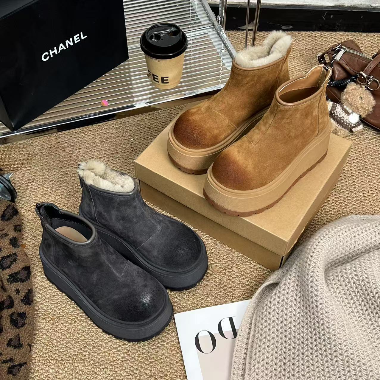 小小苏8cm丨增高冬季休闲风时尚雪地靴棉鞋靴子厚底时尚EDX55976