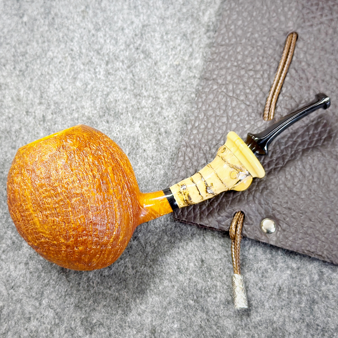 俄罗斯医生单闪电竹节喷砂橡果石楠木手工烟斗