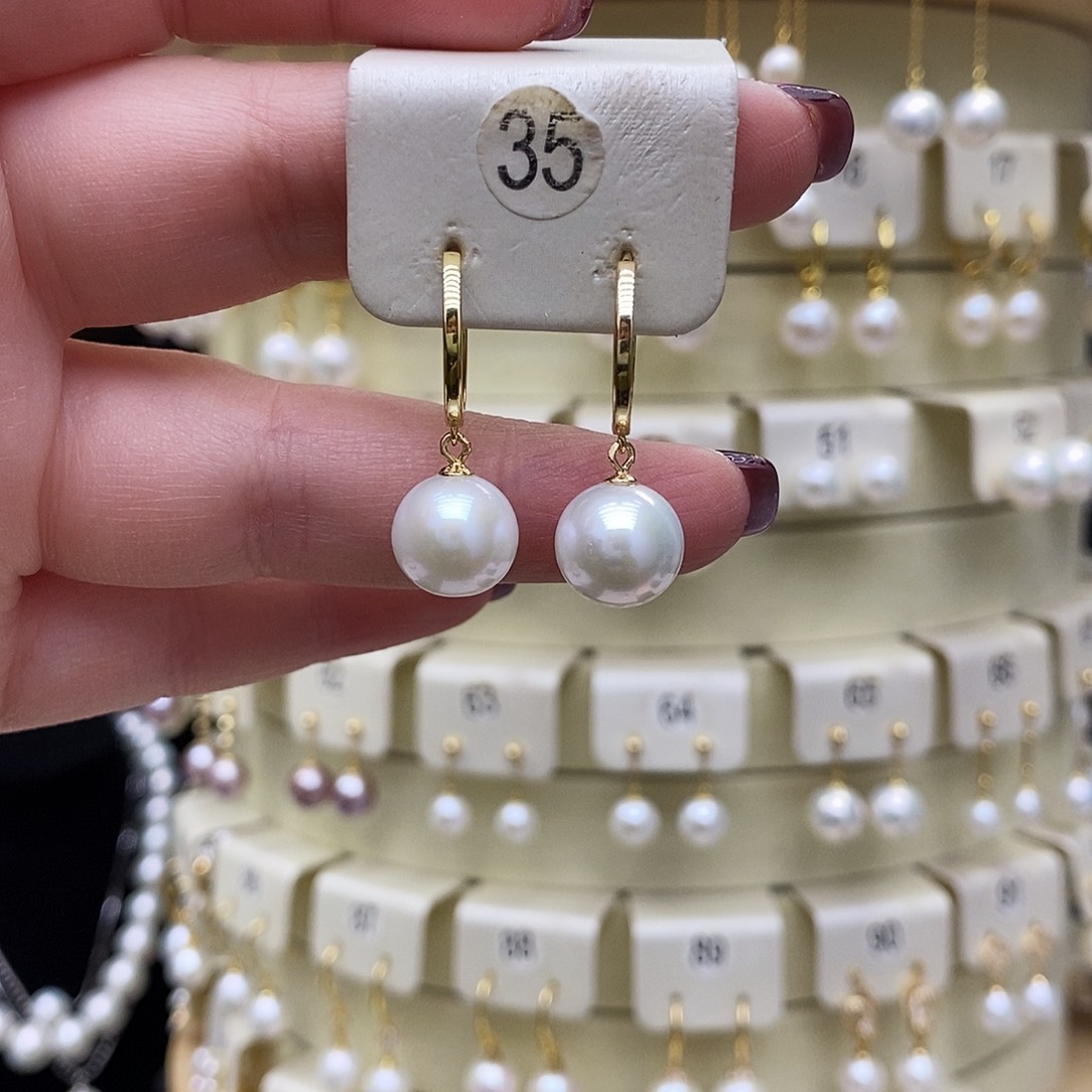 淡水珍珠耳饰银S925镶嵌