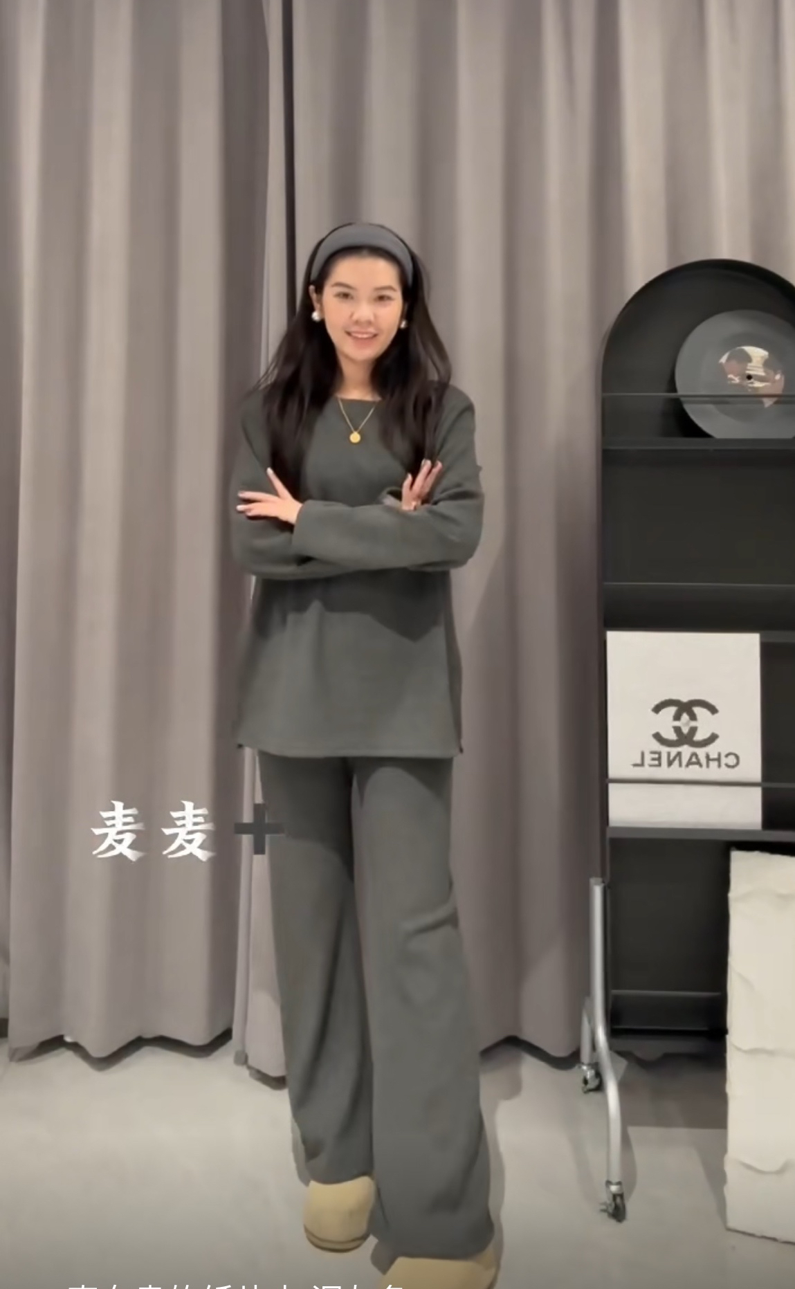 新款加绒套装带垫肩洋气两件套气质显瘦