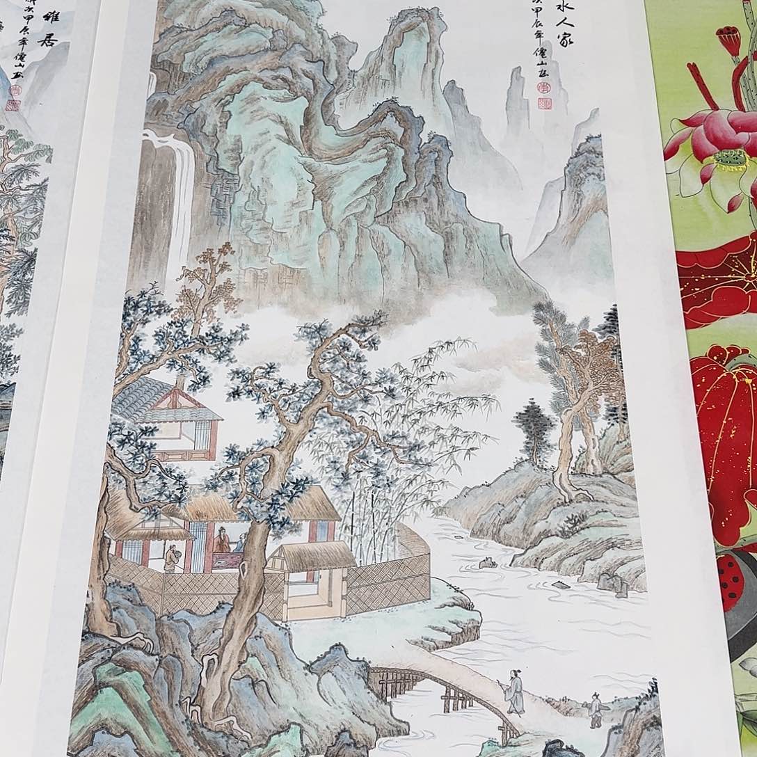 国画农*乐尺寸70X138手绘作品