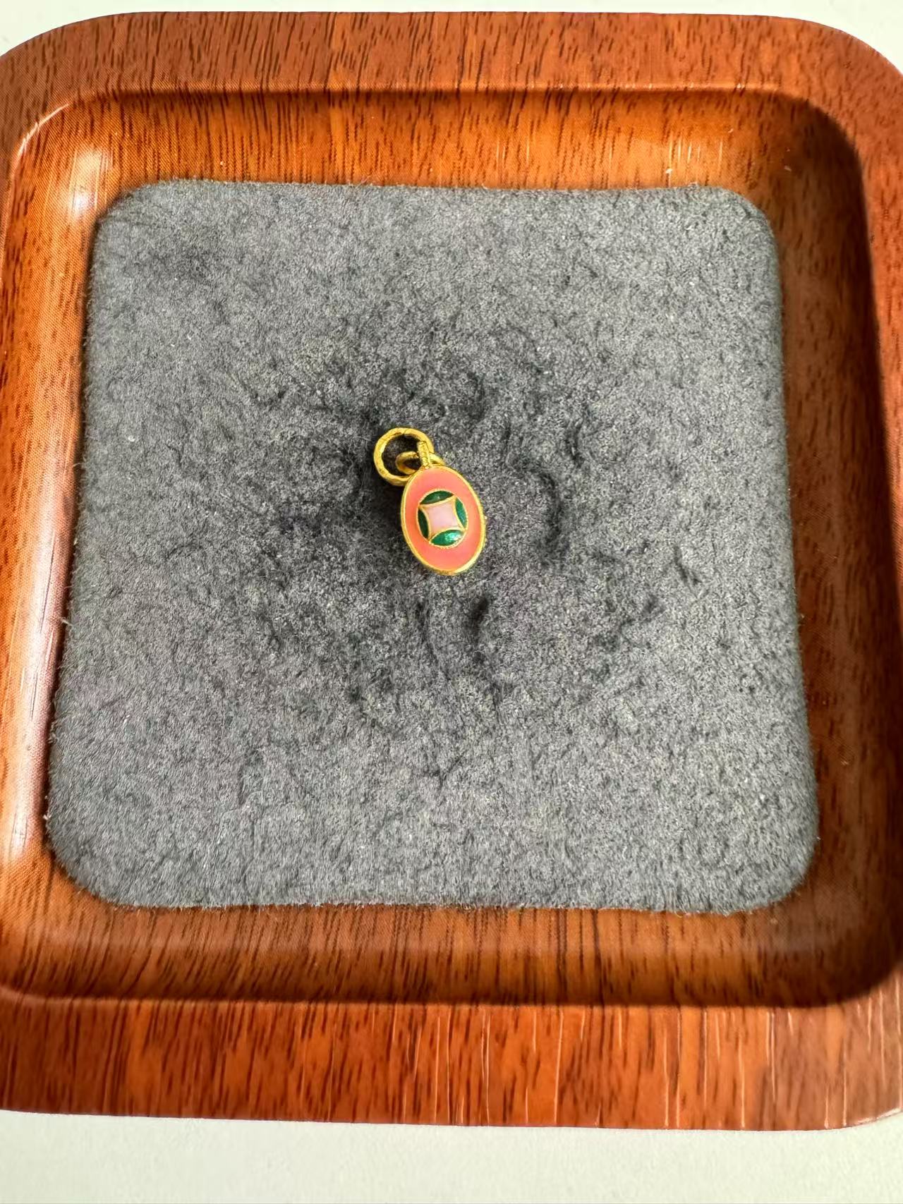 足金999 高温烧蓝元宝吊坠