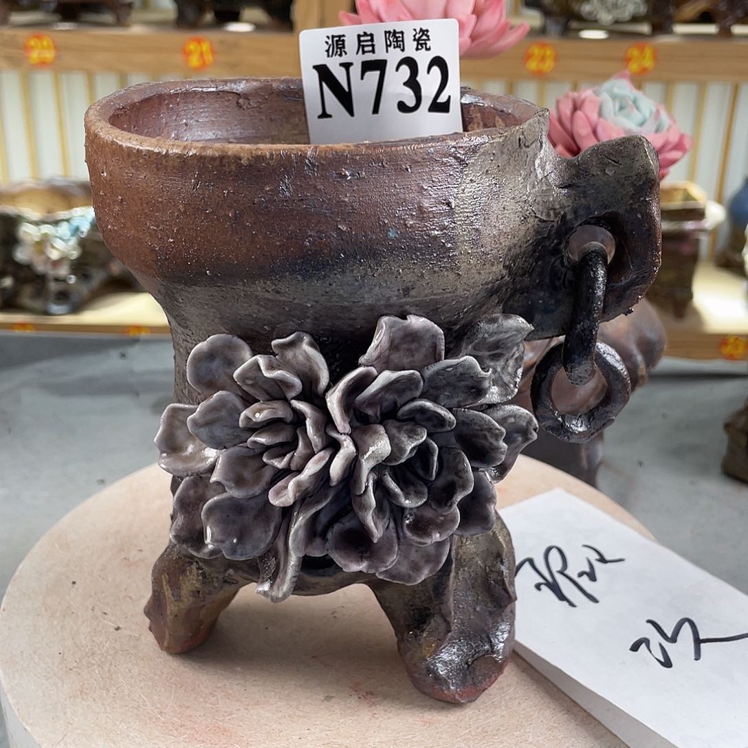 紫砂花盆景德镇陶瓷花盆732