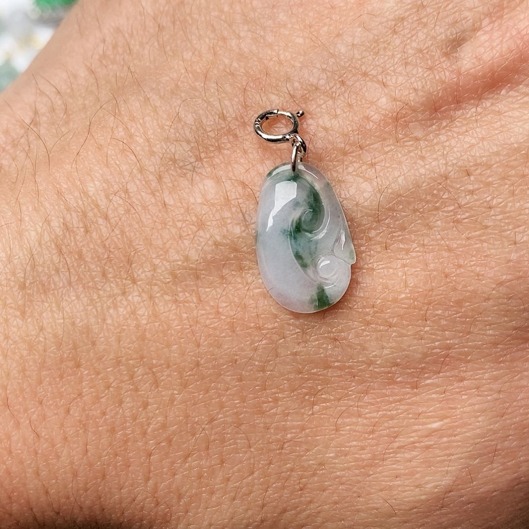 翡翠颈饰银S925镶嵌如意