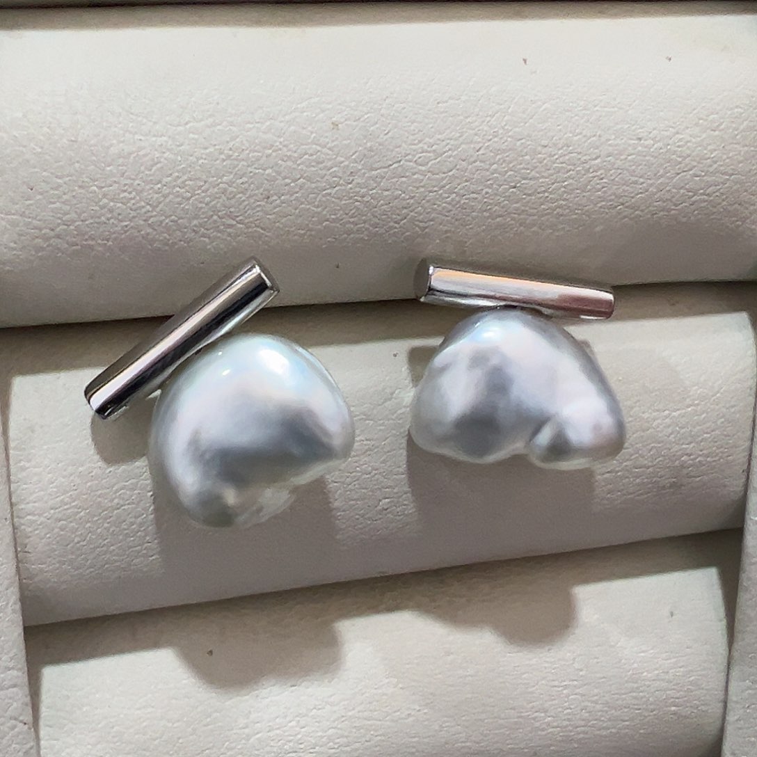 海水珍珠耳饰银S925镶嵌