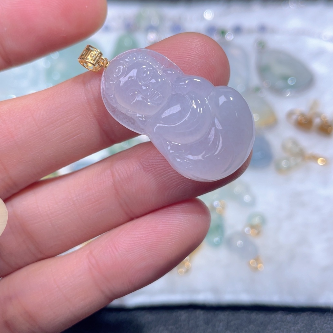 颈饰18K金镶嵌翡翠翡翠