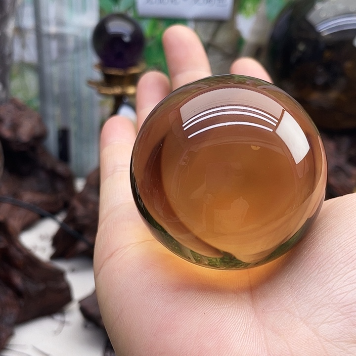 水晶未镶嵌珠宝半成品黄水晶球