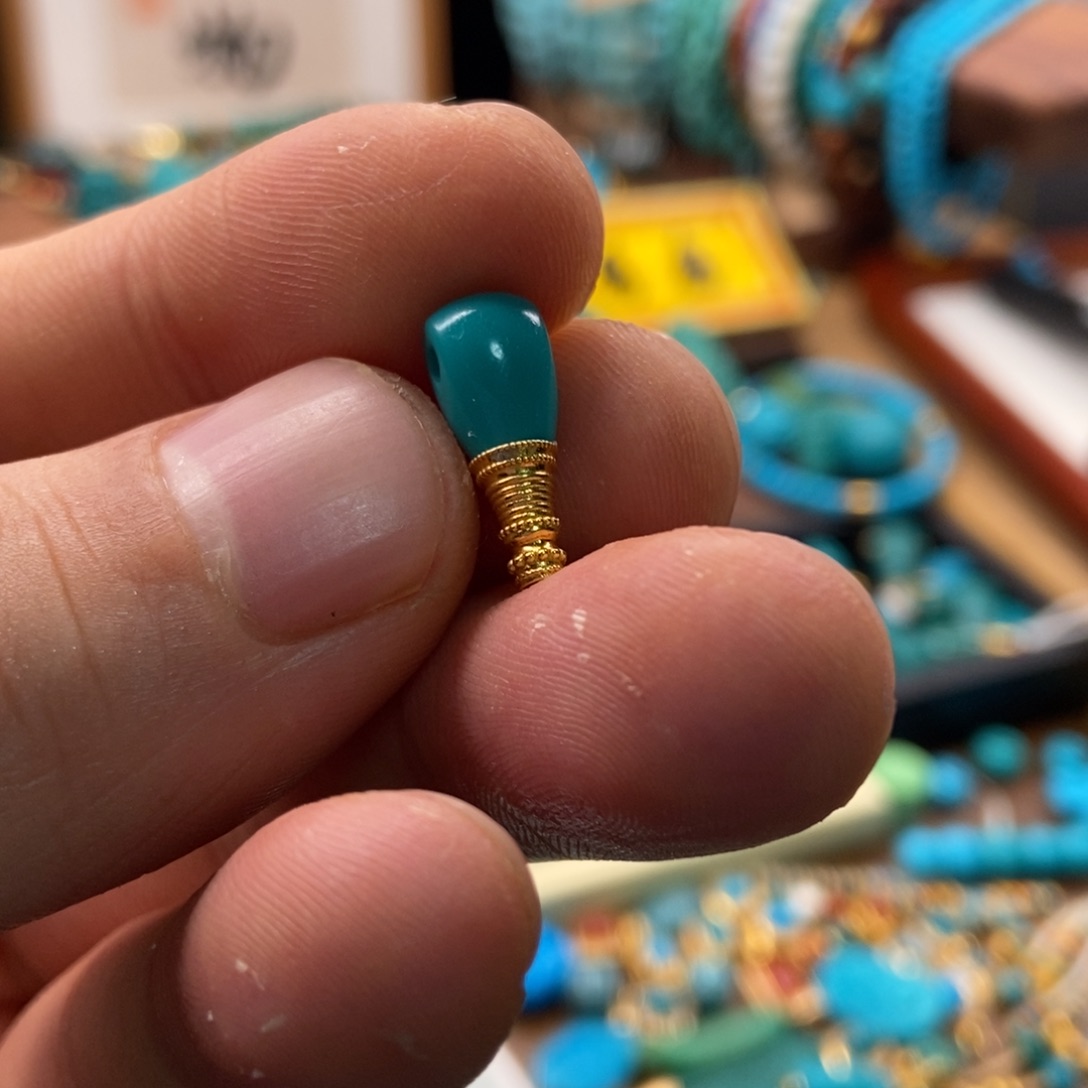 绿松石珠宝奇石18K金镶嵌蜗*