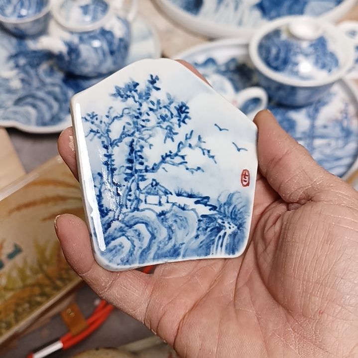 盘景德镇手绘釉下彩手绘