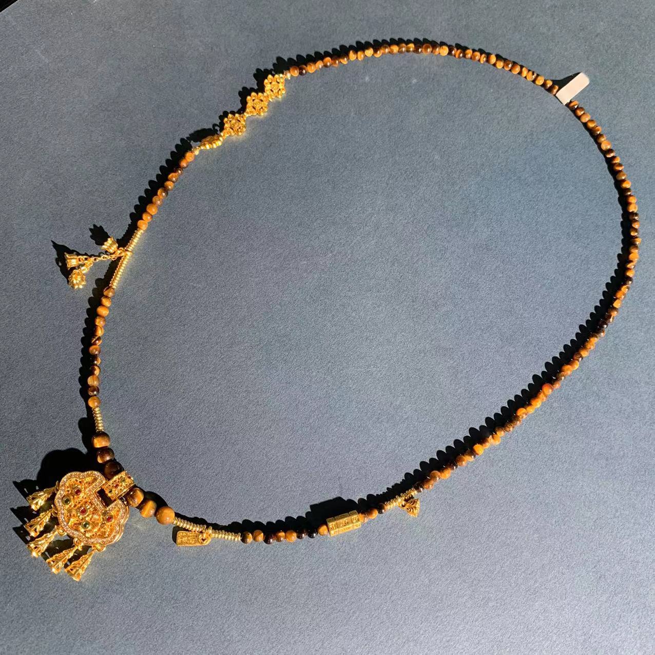 铜合金琉璃项链 如意锁莲蓬项链L0032