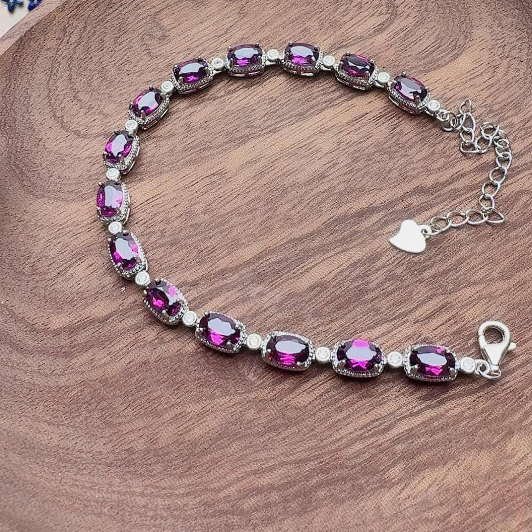 石榴石手链银S925镶嵌