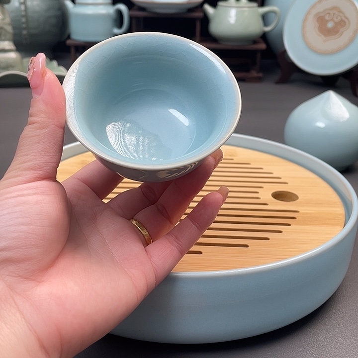 瓷片全手工支钉烧主人杯简包装