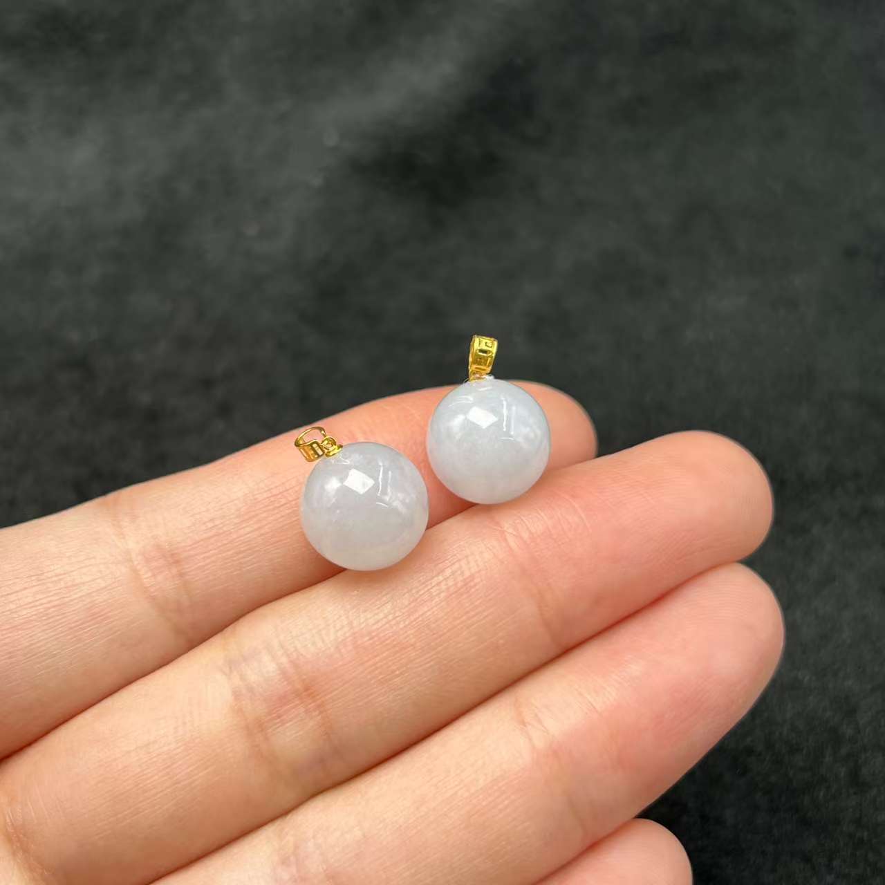 【北野珠宝】18K金天然翡翠圆珠吊坠-B85H-195多样性发一11mm+