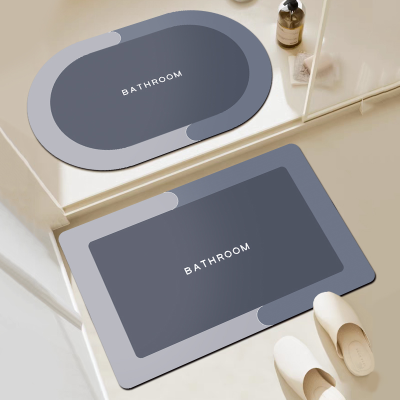 梦动莫兰迪浴室厨房卫生间脚垫防滑吸水地垫科技橡胶几何加厚门垫商品图