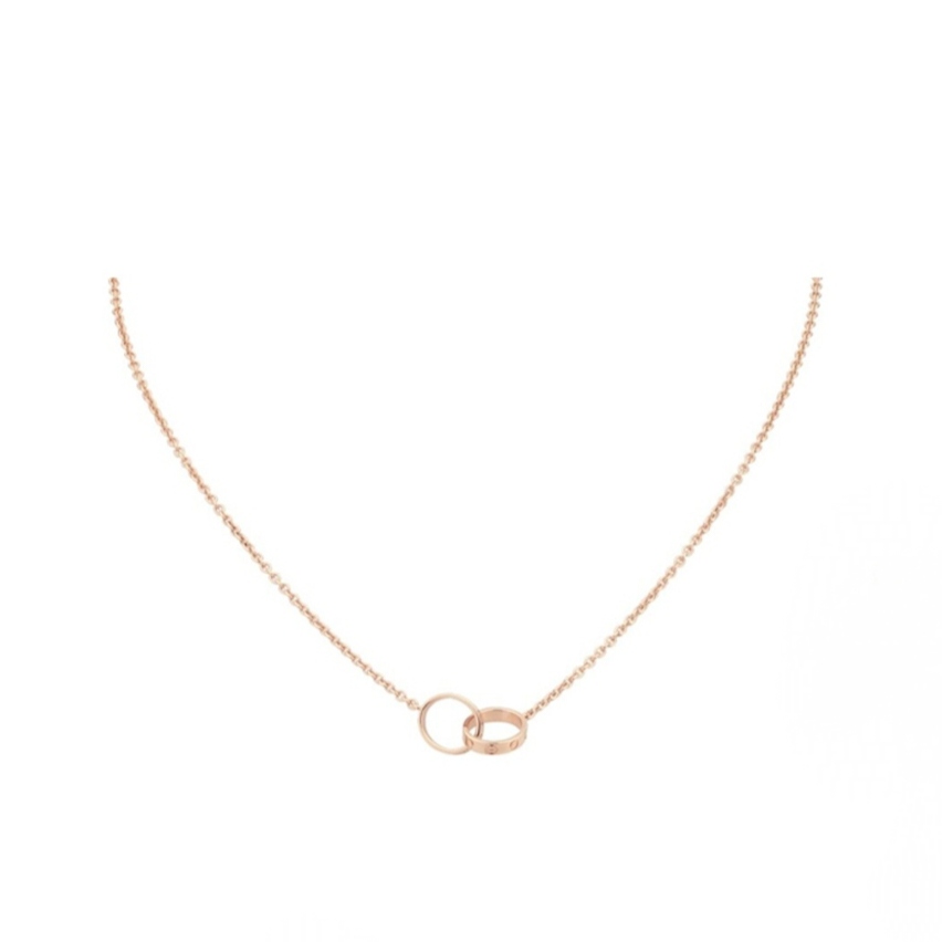99新 Cartier/卡地亚 经典LOVE系列 18k金 双环项链40031