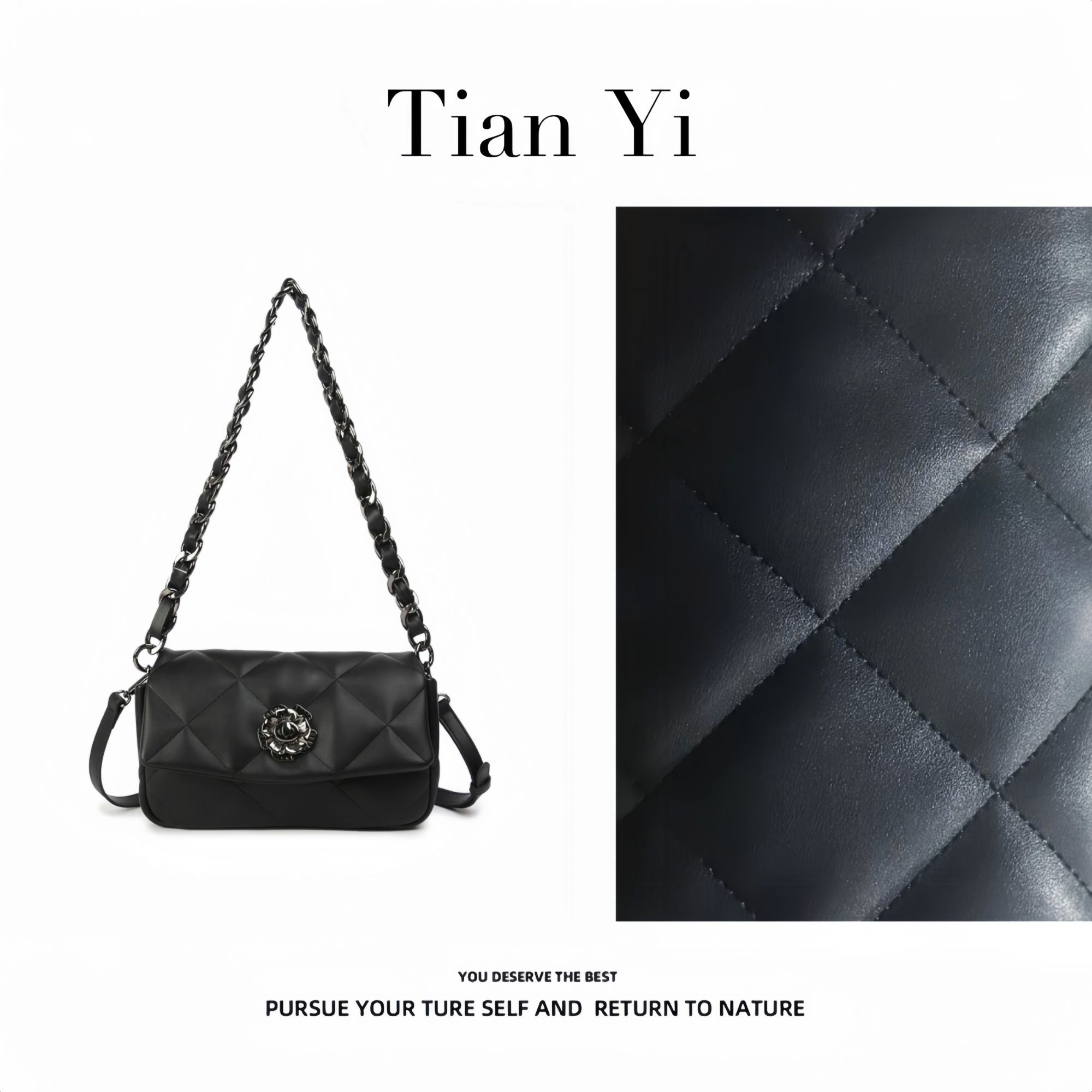 【Tian Yi渠道货】-2025新款轻奢单肩手提斜跨包2628黑色