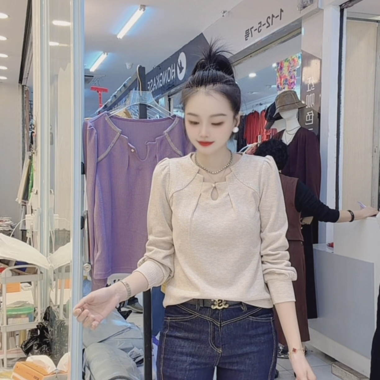 【小玉】新款时尚设计感显瘦减龄洋气百搭潮流重工上衣