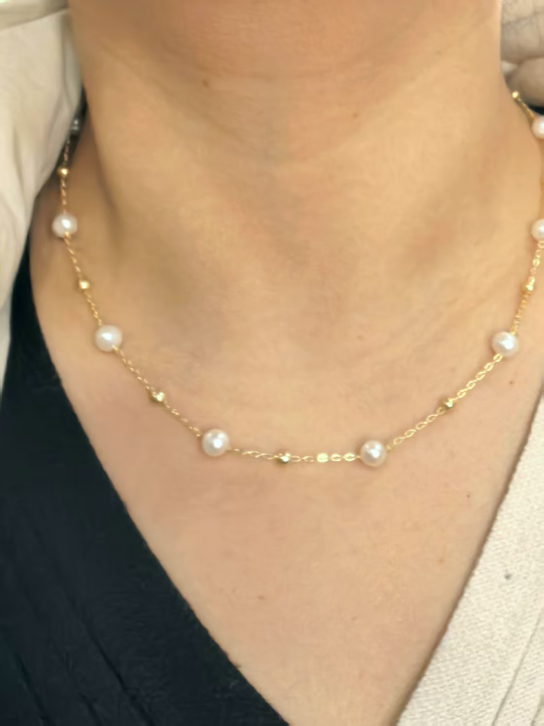 Z-3111-天然珍珠满天星项链高品质珠光（巴洛克随形）