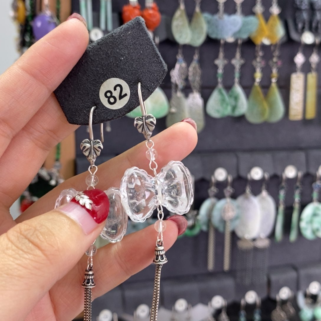 水晶耳饰银S925镶嵌开*X23