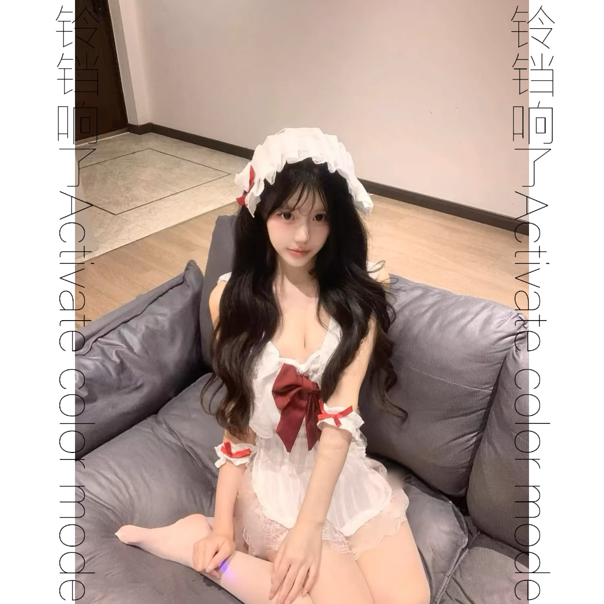 尽管命令！纯欲万圣节cos法式甜美少女厨娘围裙蕾丝边