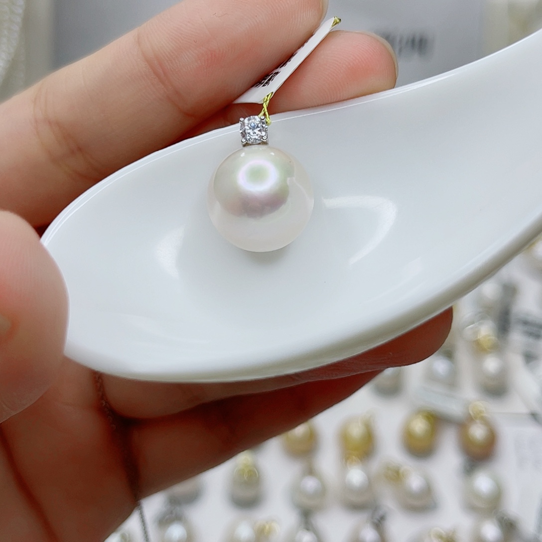 淡水珍珠银S925镶嵌吊坠(不含链)