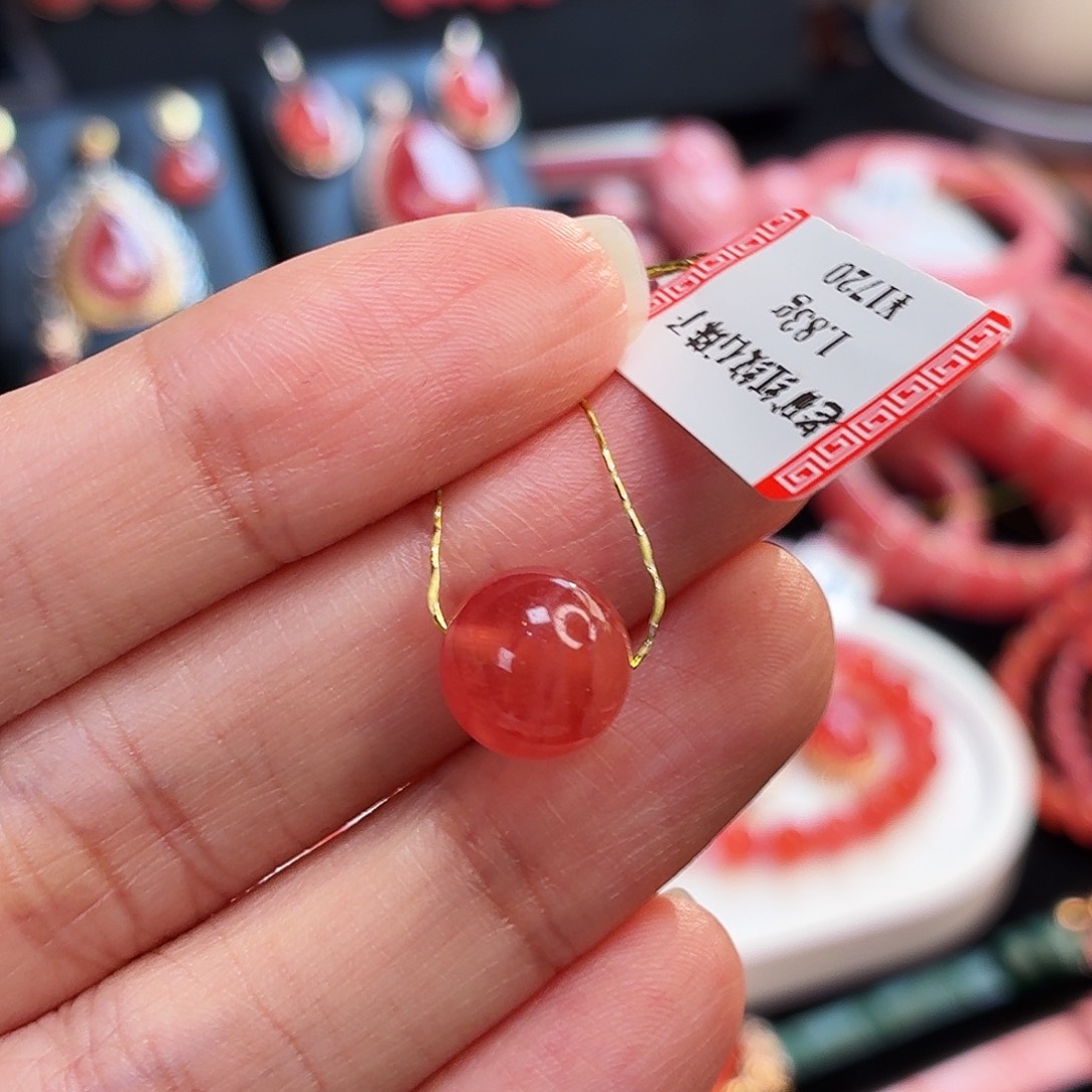 菱锰矿（红纹石）未镶嵌珠宝半成品1.83g毕业级10mm