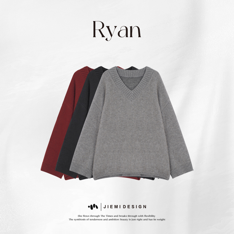 【石头Ryan】北境丨宽松慵懒气质小资柔软温暖自我V领毛衣W58MY515