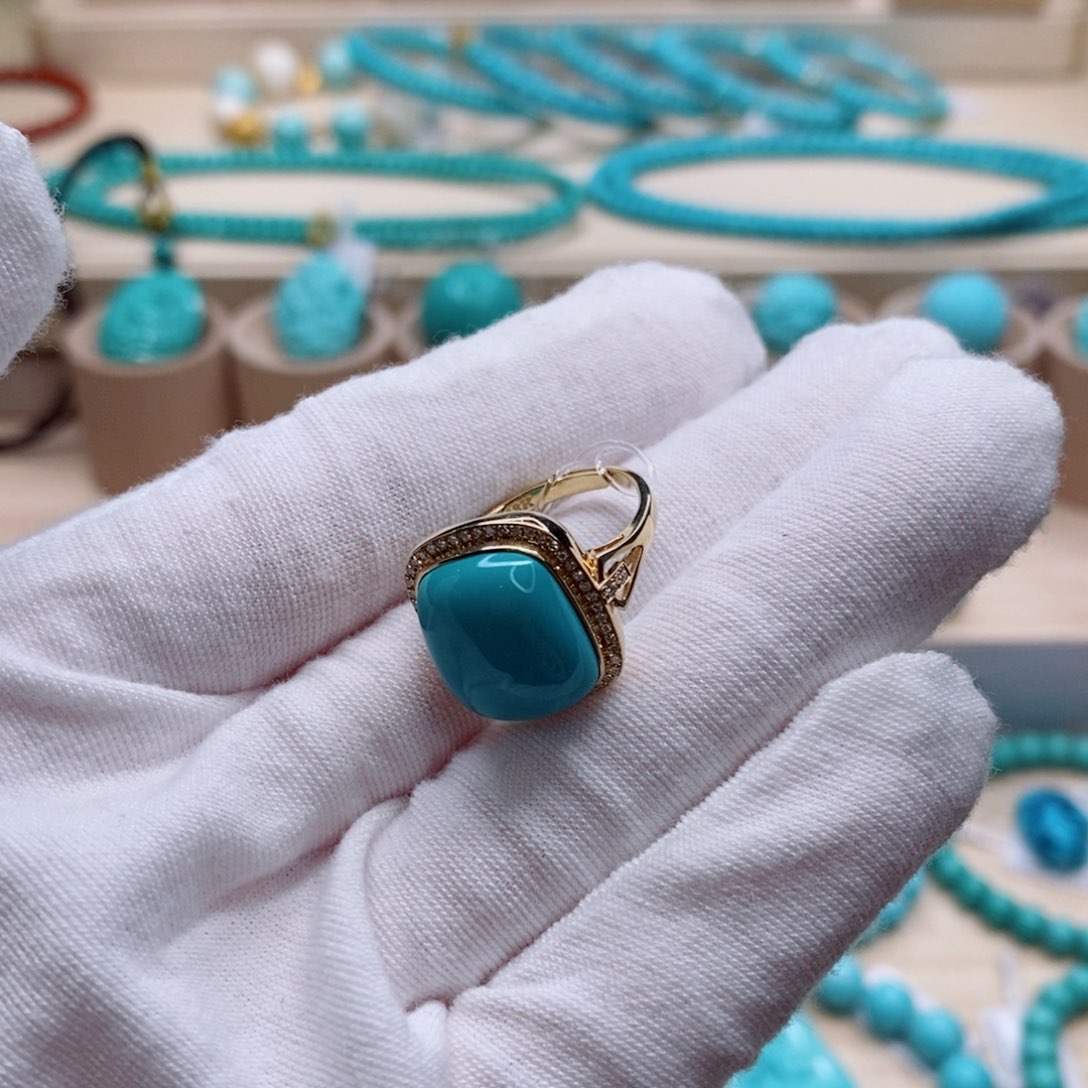 绿松石珠宝奇石18K金镶嵌