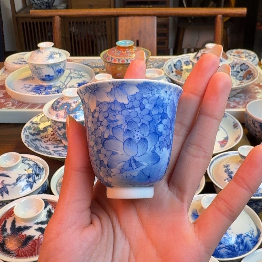 杯重工点工万花闻香杯纯手绘