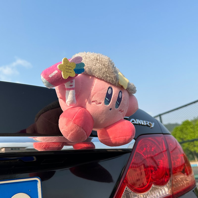 星之卡比汽车尾部挂件q车外玩偶车载车屁股后备箱摩托电动车公仔