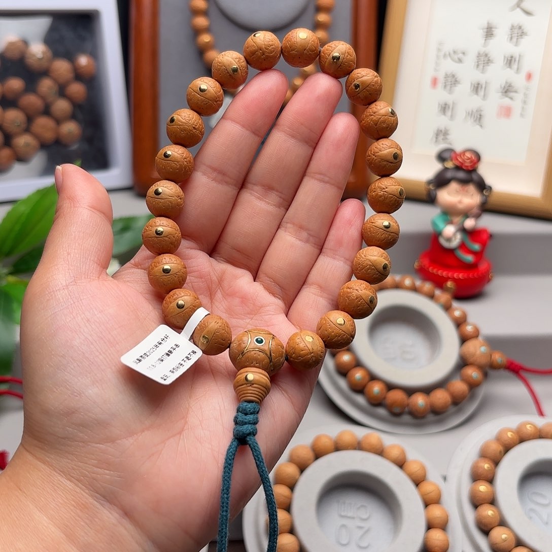 月***肉手串凤眼菩提11.8-12镶嵌手串