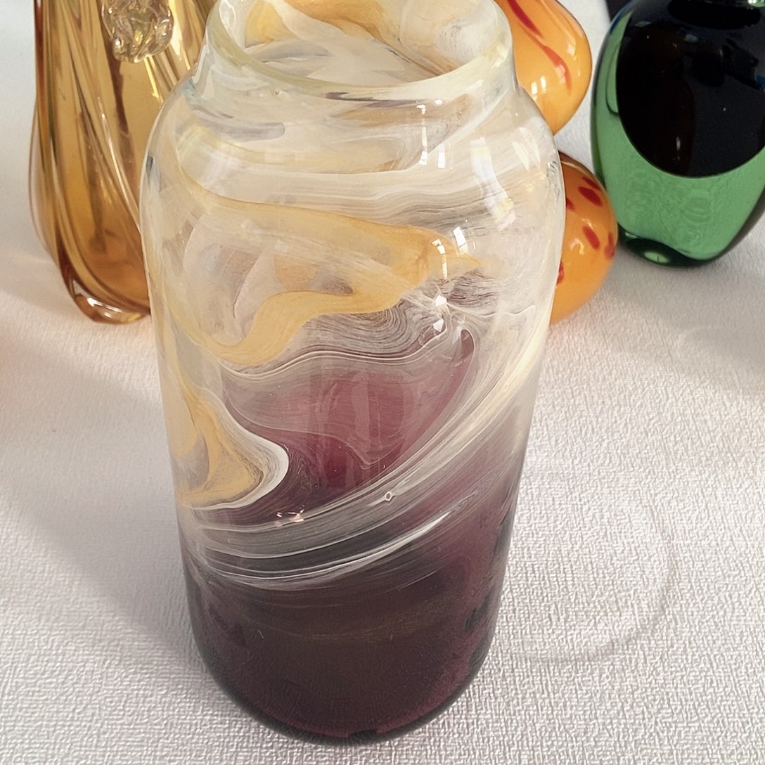 三色水墨琉璃花瓶
