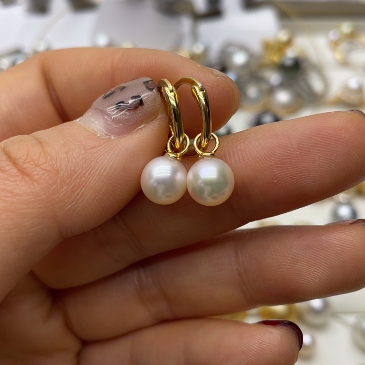 海水珍珠耳饰银S925镶嵌