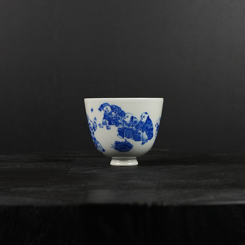 觉山隐窑婴戏凤蛋杯景德镇手工手绘高端茶器