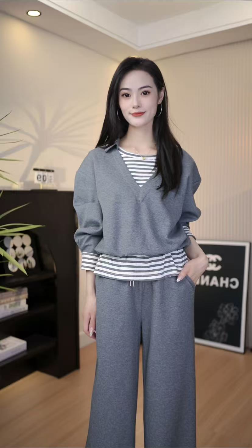 时尚慵懒风法式休闲风时尚套装百搭秋季针织休闲套装