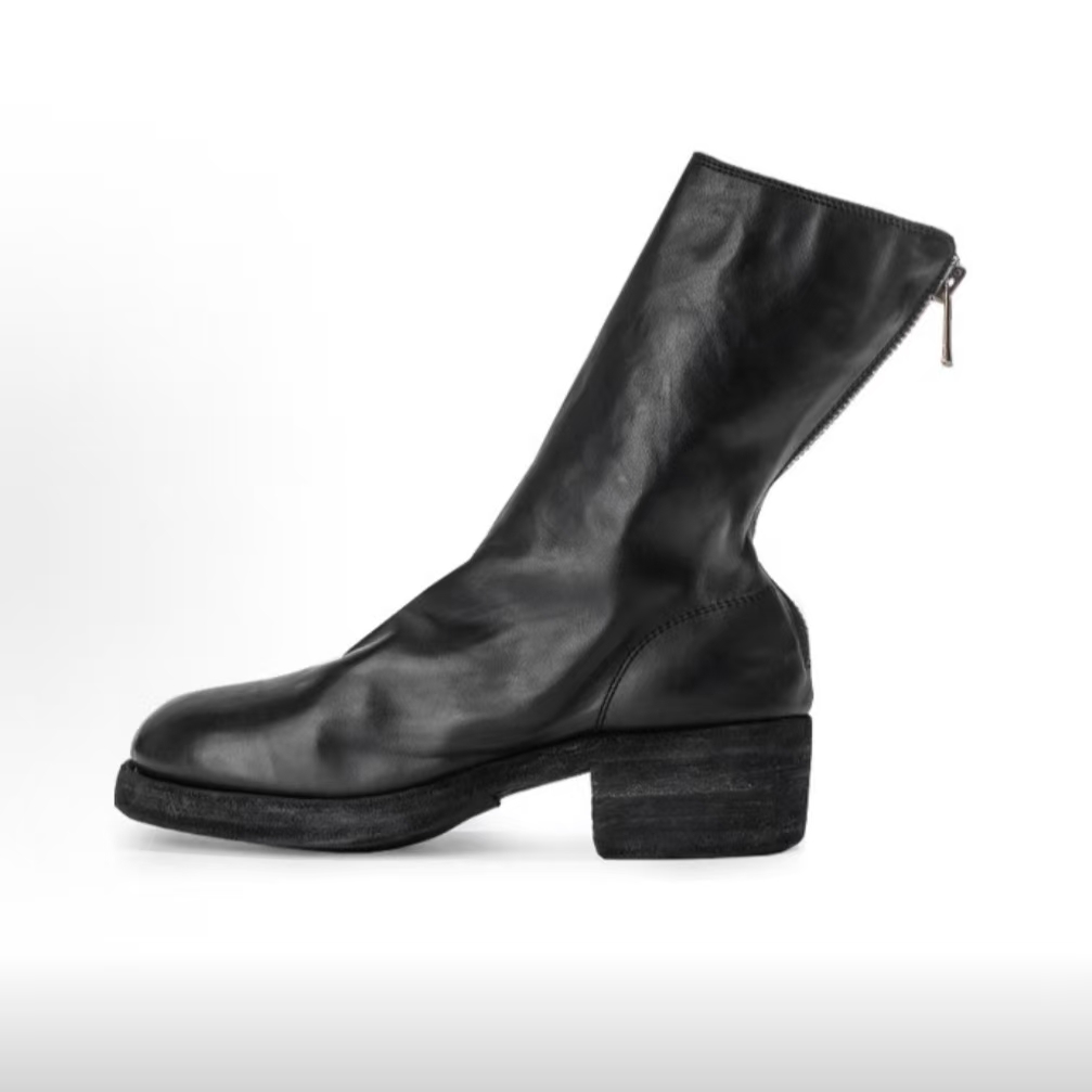 未使用 maje (敏姐)GUIDI 黑色 马皮后拉链中筒靴