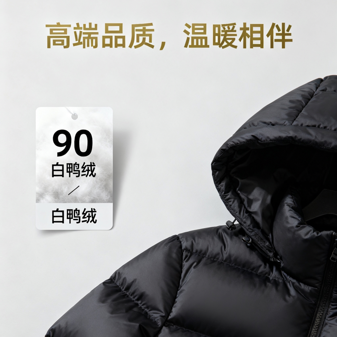 高端设计师打造90白鸭绒羽绒服保暖防风冬装外套