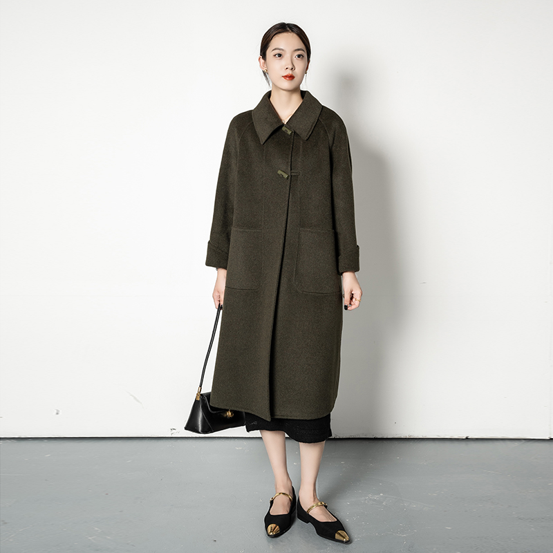 秋冬高品质100%羊毛大衣女装毛呢外套职场正装休闲双面厚款毛呢