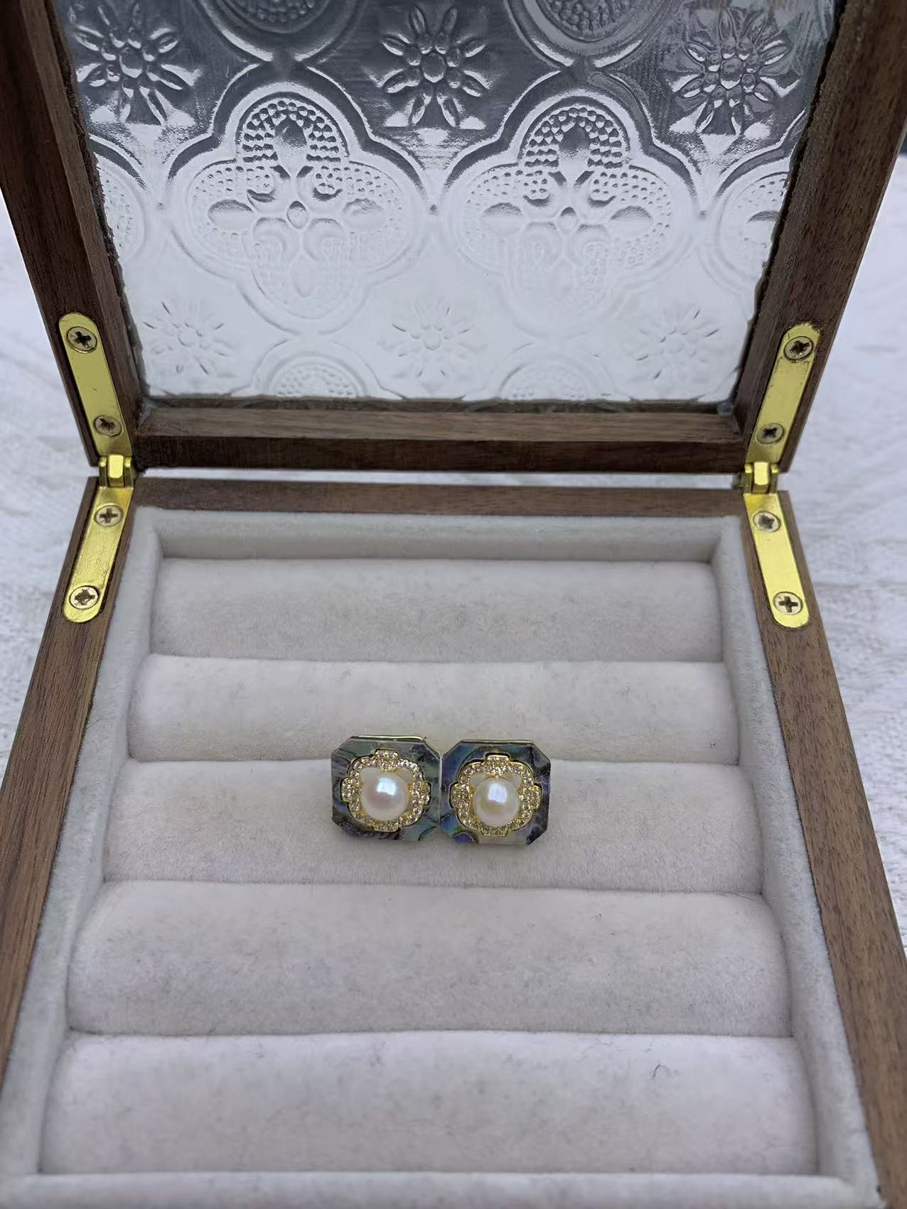 转翠珠宝回流淡水珍珠耳环耳饰轻奢复古百搭简约中古时尚气质手工