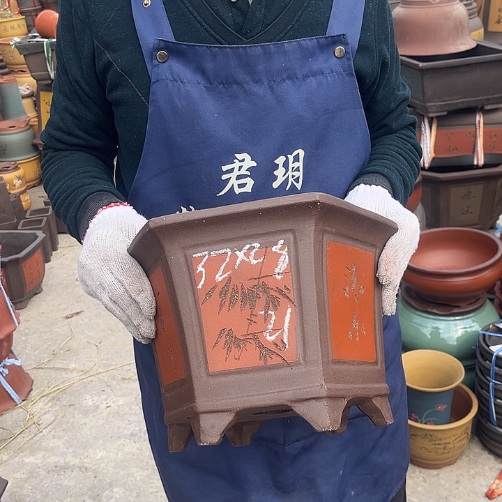 紫砂花盆和一条青