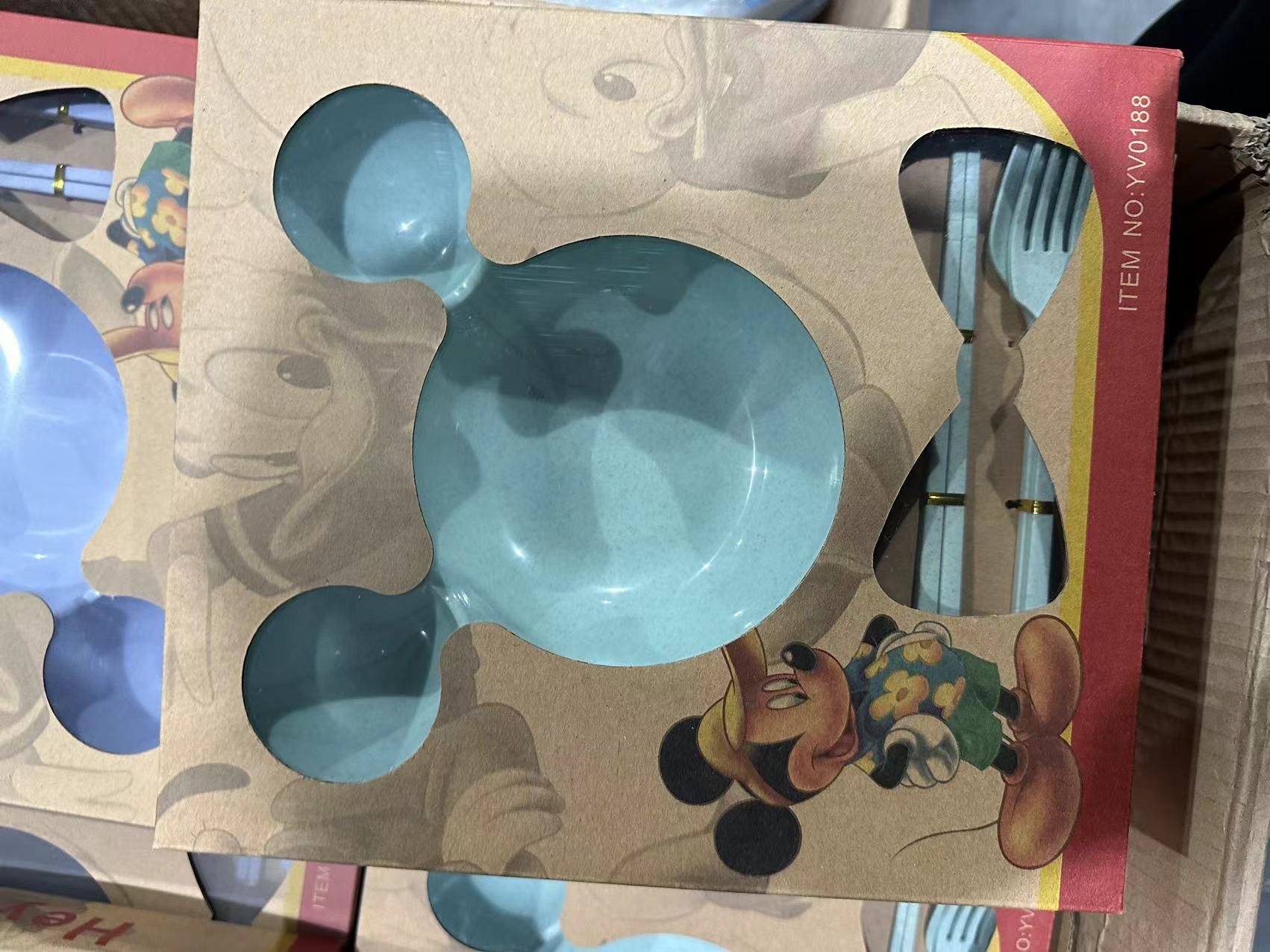 编码（094）好赞直播间稻壳纤维米奇碗筷子勺子